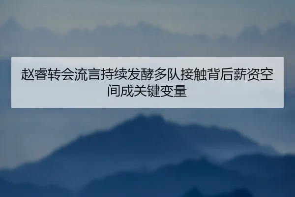 赵睿转会流言持续发酵多队接触背后薪资空间成关键变量 | hth